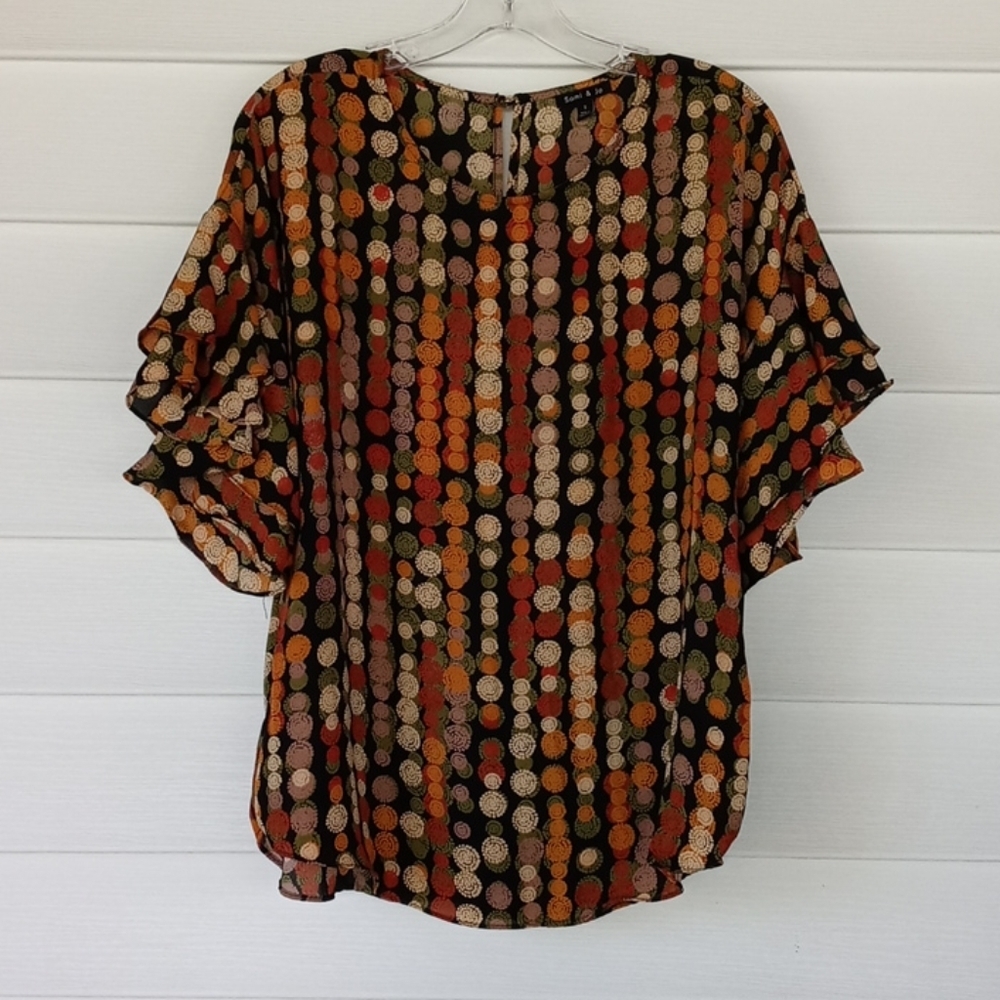 Sami & Jo Ruffle Sleeve Blouse Sz S